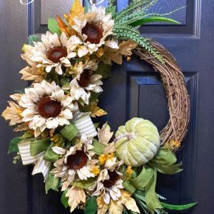 Sunflower Pumpkin Fall Wreath